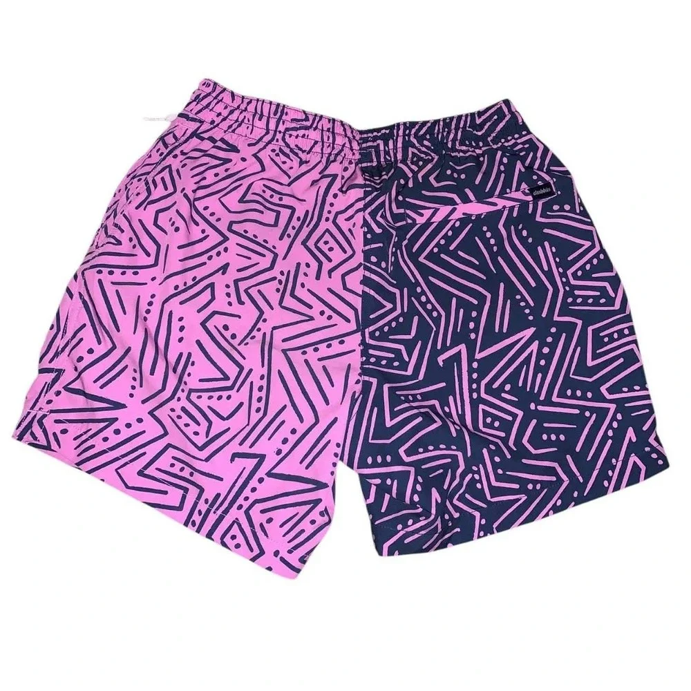 Chubbies Swim Trunks S Pink Navy Blue Lined 5.5